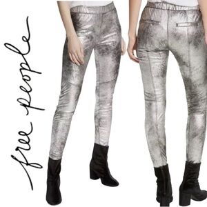 Free People Rio Printed Vegan Metallic Pull on Pants Size 27
